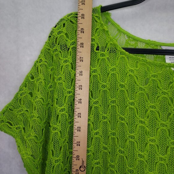 Trina Turk Cover-up Womens Med Top Lime Green Crochet Colorful Stretch Open Side - Picture 9 of 13
